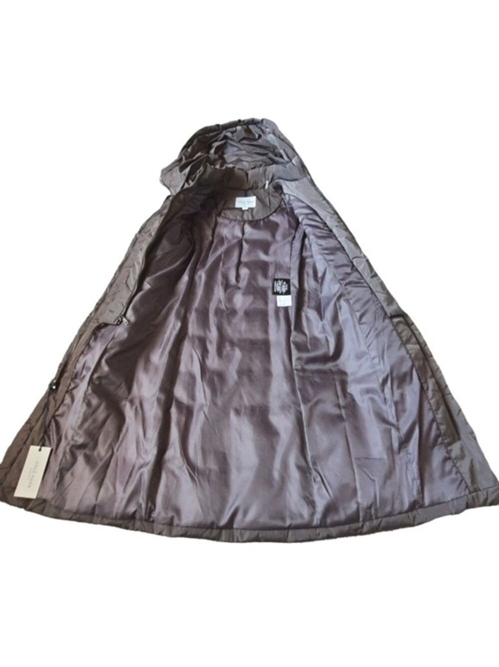 NWT Cole Haan Long Quilted Puffer Coat‎ Hooded Feather Down Womens XS - Picture 8 of 14